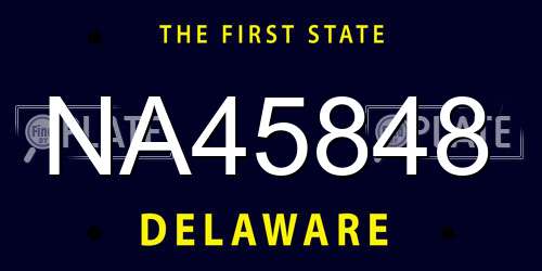 NA45848 Delaware License Plate