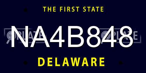 NA4B848 Delaware License Plate