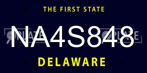 NA4S848 Delaware License Plate