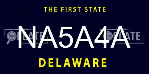NA5A4A Delaware License Plate