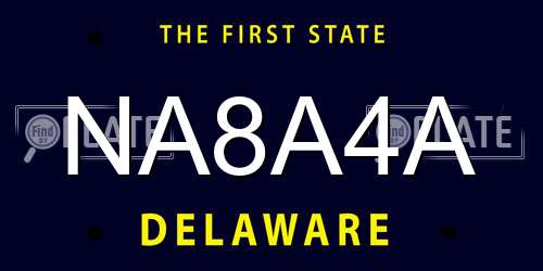 NA8A4A Delaware License Plate