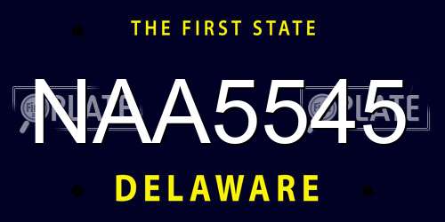 NAA5545 Delaware License Plate
