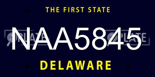 NAA5845 Delaware License Plate