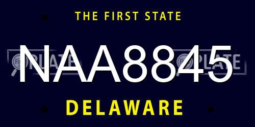 NAA8845 Delaware License Plate