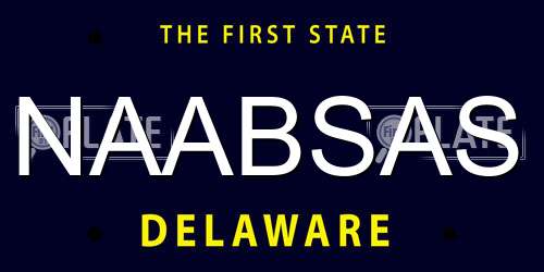 NAABSAS Delaware License Plate
