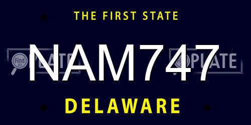 NAM747 Delaware License Plate