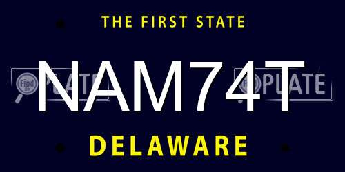 NAM74T Delaware License Plate
