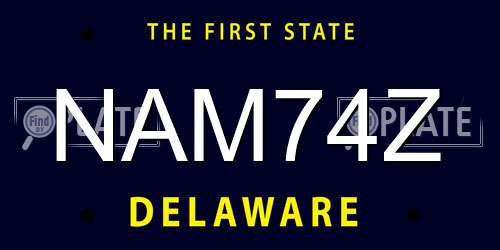 NAM74Z Delaware License Plate