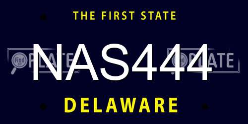 NAS444 Delaware License Plate