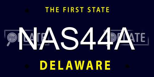 NAS44A Delaware License Plate