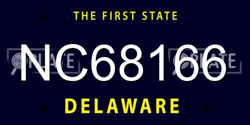 NC68166 Delaware License Plate