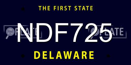 NDF725 Delaware License Plate