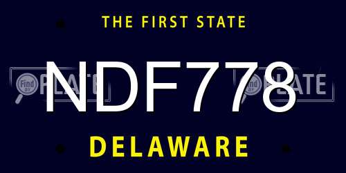 NDF778 Delaware License Plate