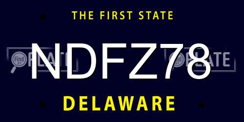 NDFZ78 Delaware License Plate