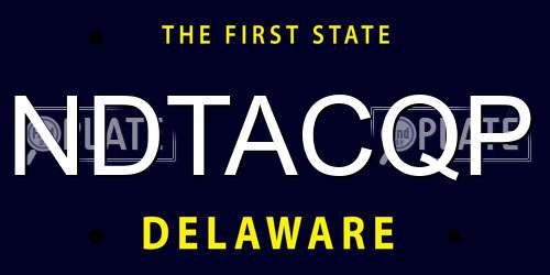 NDTACQP Delaware License Plate