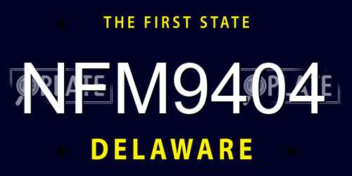 NFM9404 Delaware License Plate