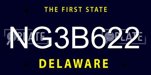 NG3B622 Delaware License Plate