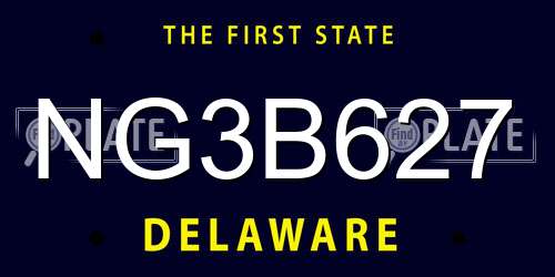 NG3B627 Delaware License Plate