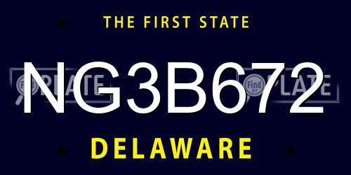 NG3B672 Delaware License Plate