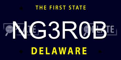 NG3R0B Delaware License Plate