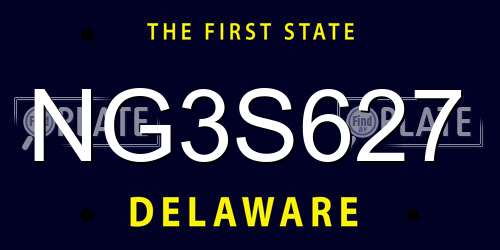 NG3S627 Delaware License Plate