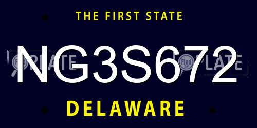 NG3S672 Delaware License Plate