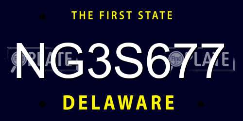 NG3S677 Delaware License Plate