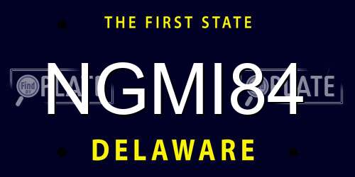 NGMI84 Delaware License Plate