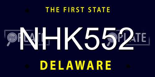 NHK552 Delaware License Plate