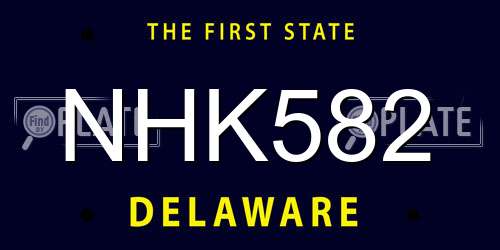 NHK582 Delaware License Plate