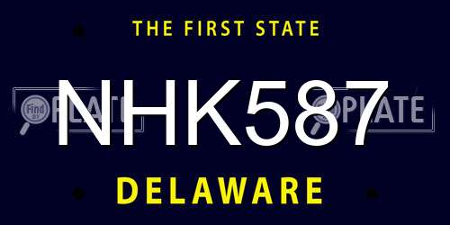 NHK587 Delaware License Plate