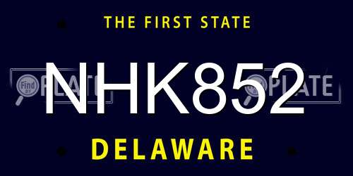 NHK852 Delaware License Plate