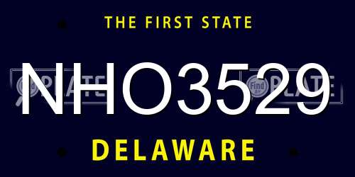 NHO3529 Delaware License Plate