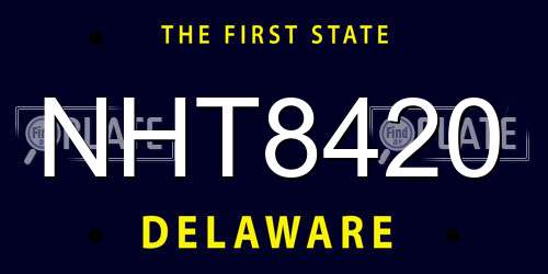 NHT8420 Delaware License Plate