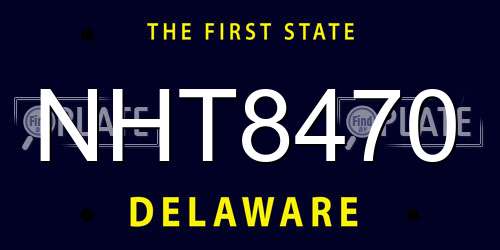 NHT8470 Delaware License Plate
