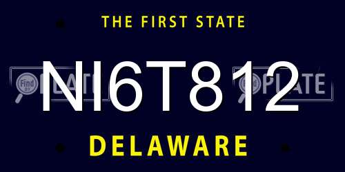 NI6T812 Delaware License Plate