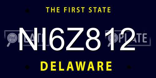 NI6Z812 Delaware License Plate
