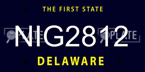 NIG2812 Delaware License Plate