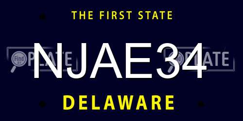 NJAE34 Delaware License Plate
