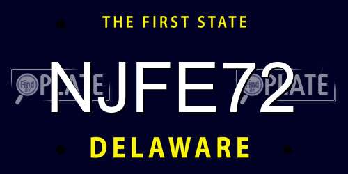 NJFE72 Delaware License Plate