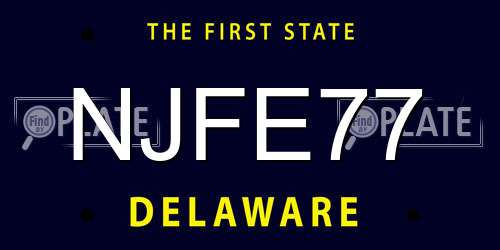 NJFE77 Delaware License Plate