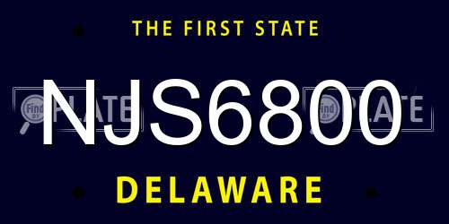 NJS6800 Delaware License Plate