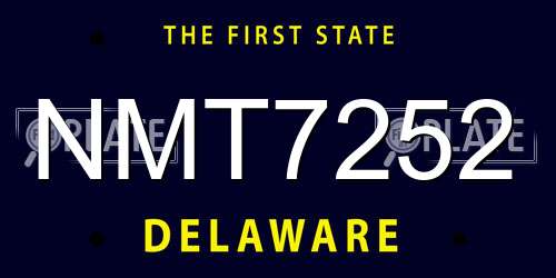 NMT7252 Delaware License Plate