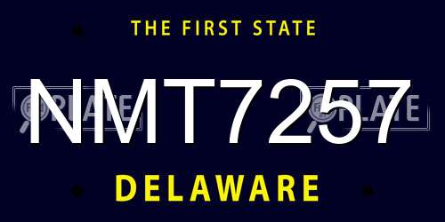 NMT7257 Delaware License Plate