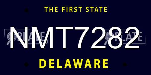 NMT7282 Delaware License Plate