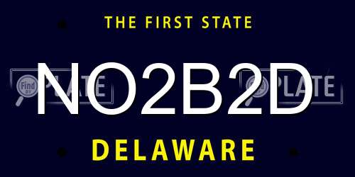 NO2B2D Delaware License Plate
