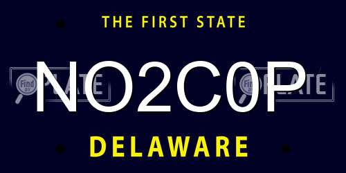 NO2C0P Delaware License Plate