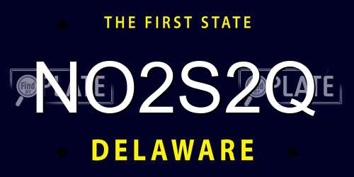 NO2S2Q Delaware License Plate
