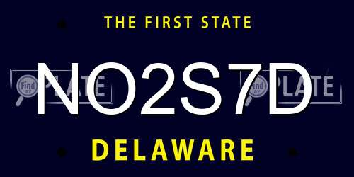NO2S7D Delaware License Plate