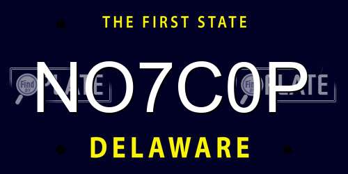 NO7C0P Delaware License Plate
